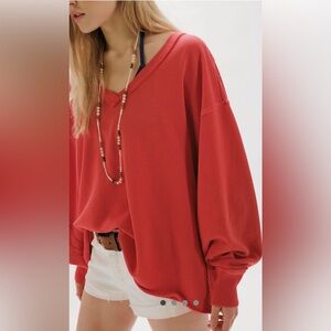 NWOT Free People We The Free Venice V-Neck Sweatshirt XL